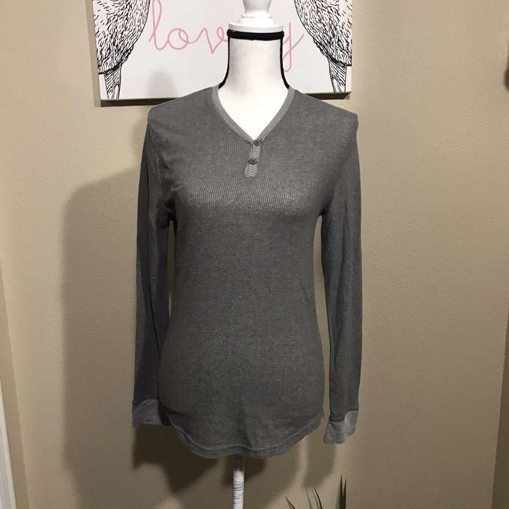BDG long sleeve shirt thermal Henley gray